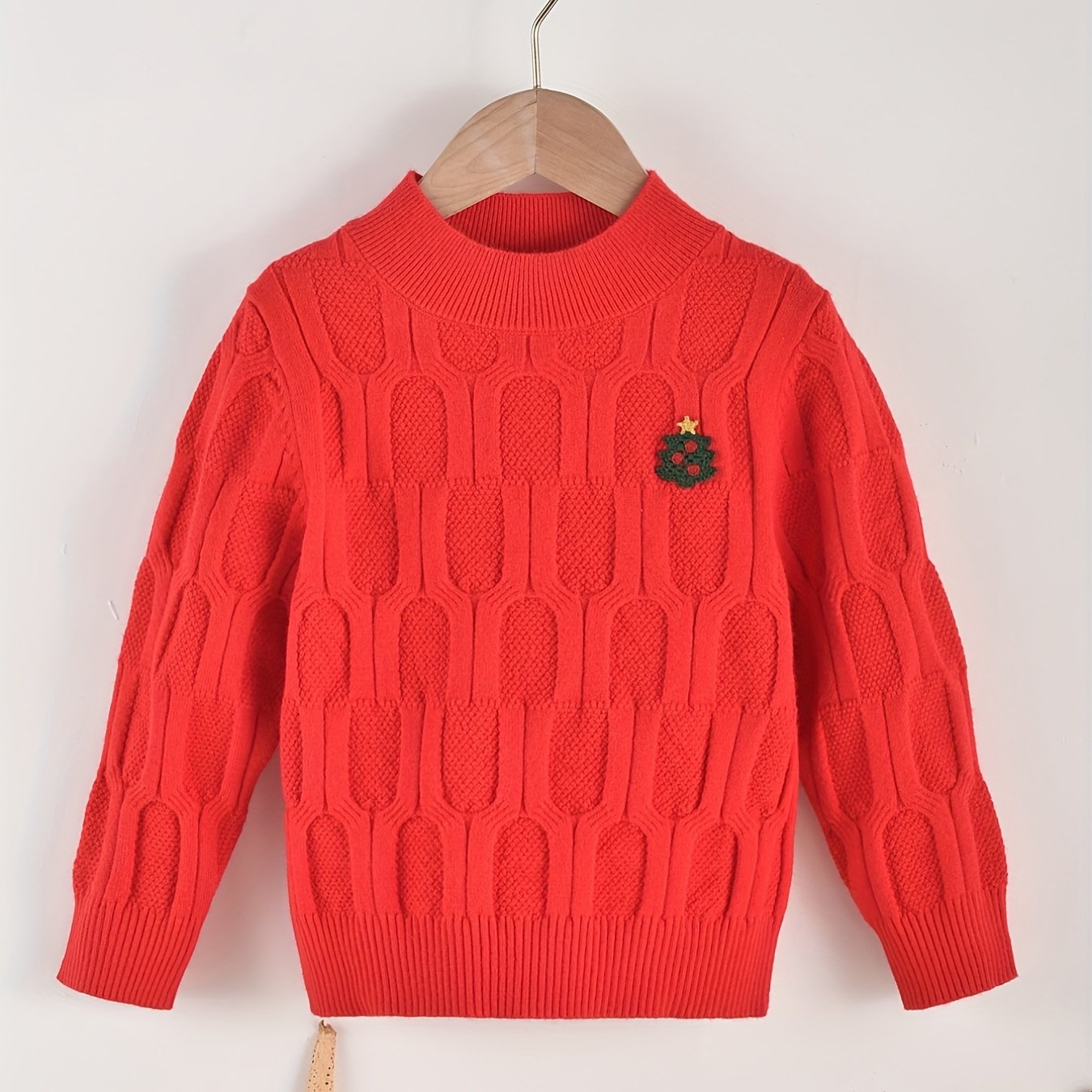 Girls' Christmas Tree Knitted Pullover Sweater Crew Neck Warm Top