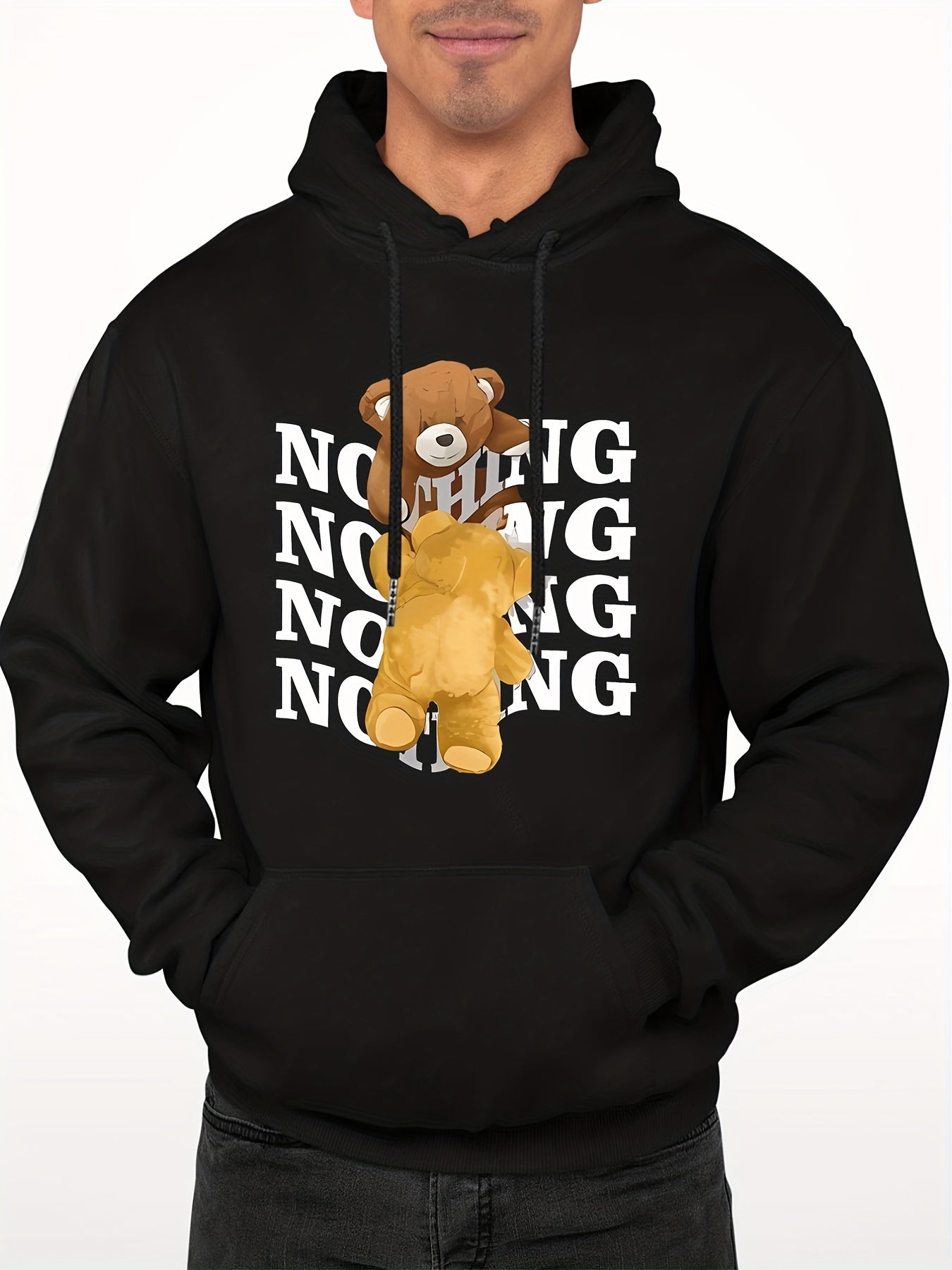 Teddy Bear Print Hoodie For Men
