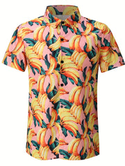 Hawaiian Style Print Men's Short Sleeve Shirt for Summer Vacation