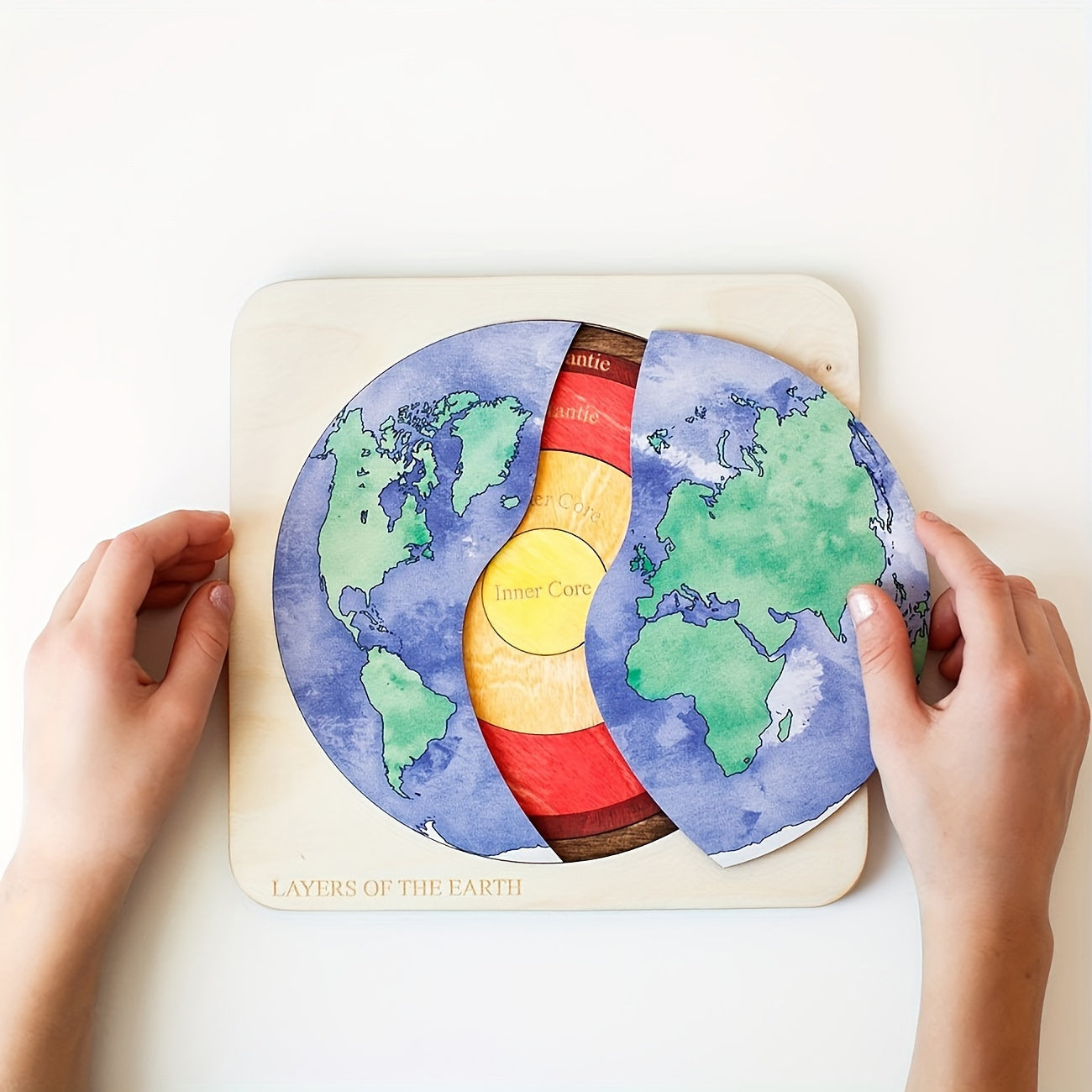 Earth's Layers Wooden Puzzle Kit - Educational Art Board for Holidays