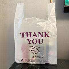 100 Thank You T-shirts Plastic Bags 29.97x48 Purple