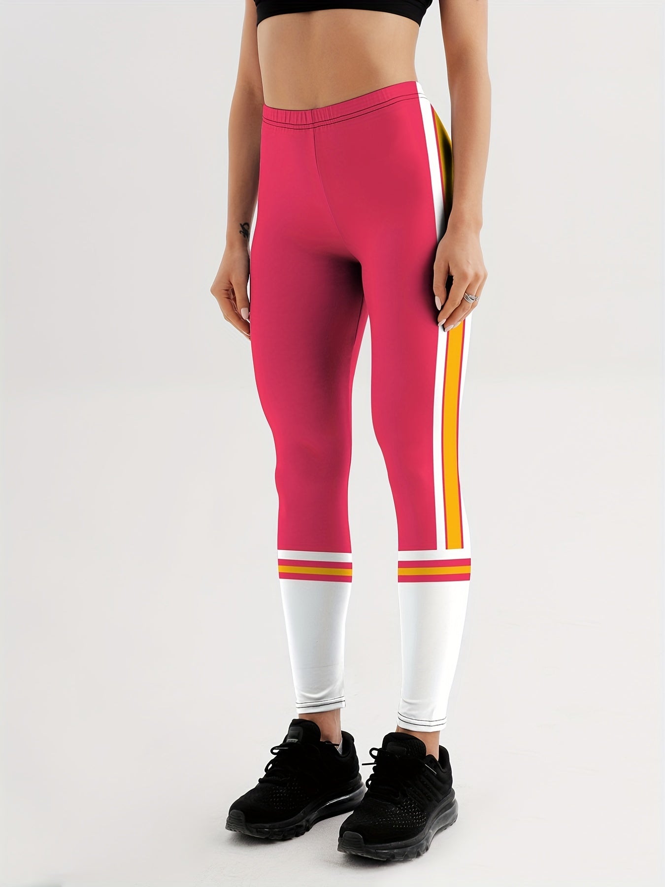 Striped Printed Sports Leggings Workout Running Fitness Pants