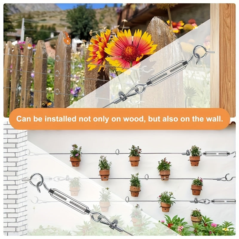 Stainless Steel Rope Suspension Kit Outdoor Hook Tightener Cable Railing Set