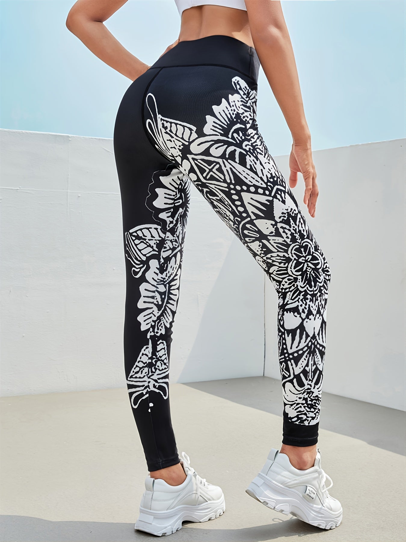 Colorful Digital Print Yoga Leggings High Waist Stretch