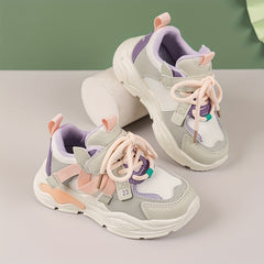 Girls' Mixed Low Top Lace Up Sneakers Lightweight Anti Slip Outdoor Shoes