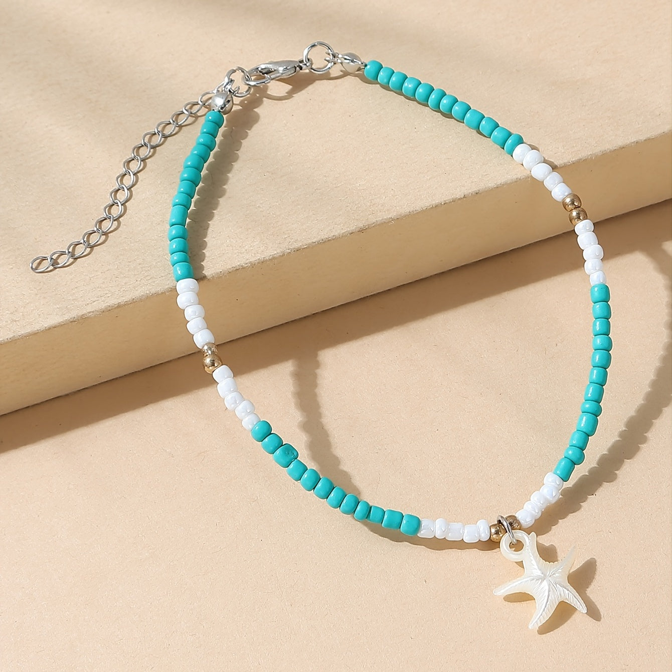 Y2K Style Rice Bead Starfish Anklet for Women