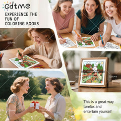 GDTME Cozy Village Coloring Book for Teens & Adults 24 Pgs Fall Art