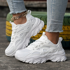 Solid Breathable Heighten Chunky Sneakers Casual Running Shoes