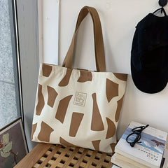 Canvas Tote Bag Large Capacity Zippered Travel Shopper