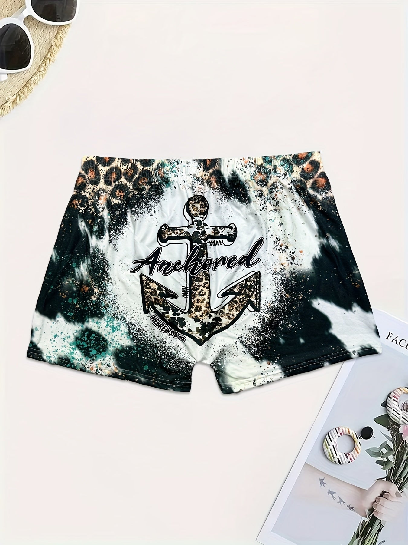 Western Style Shorts Women's Plus Anchor Art Letter Print