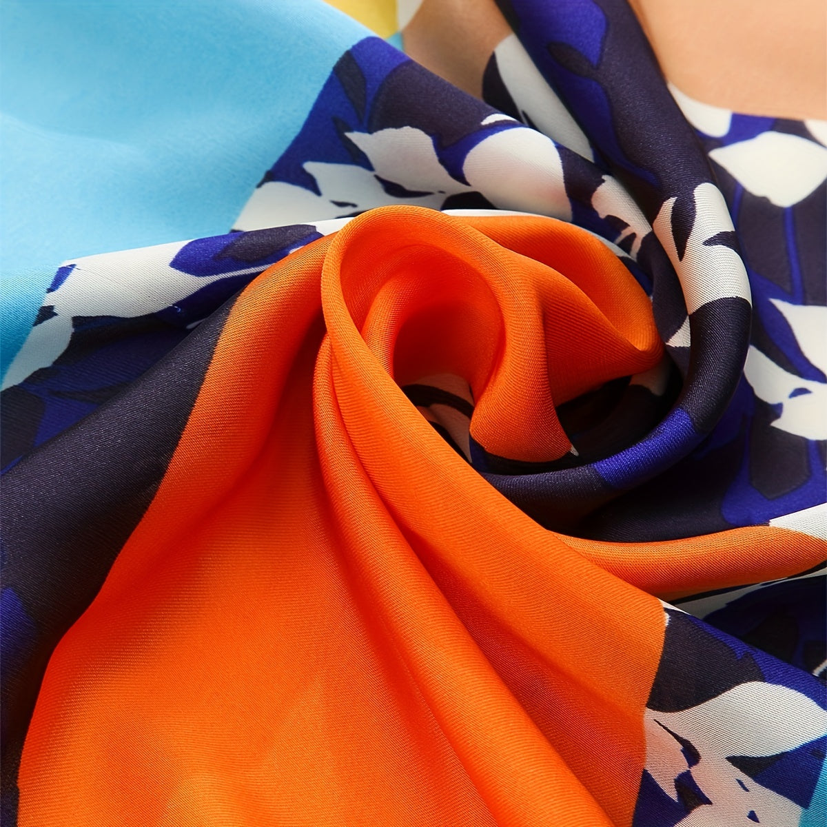 Geometric Print Bandana Block Shawl Satin Square Scarf Neckerchief Head Wrap