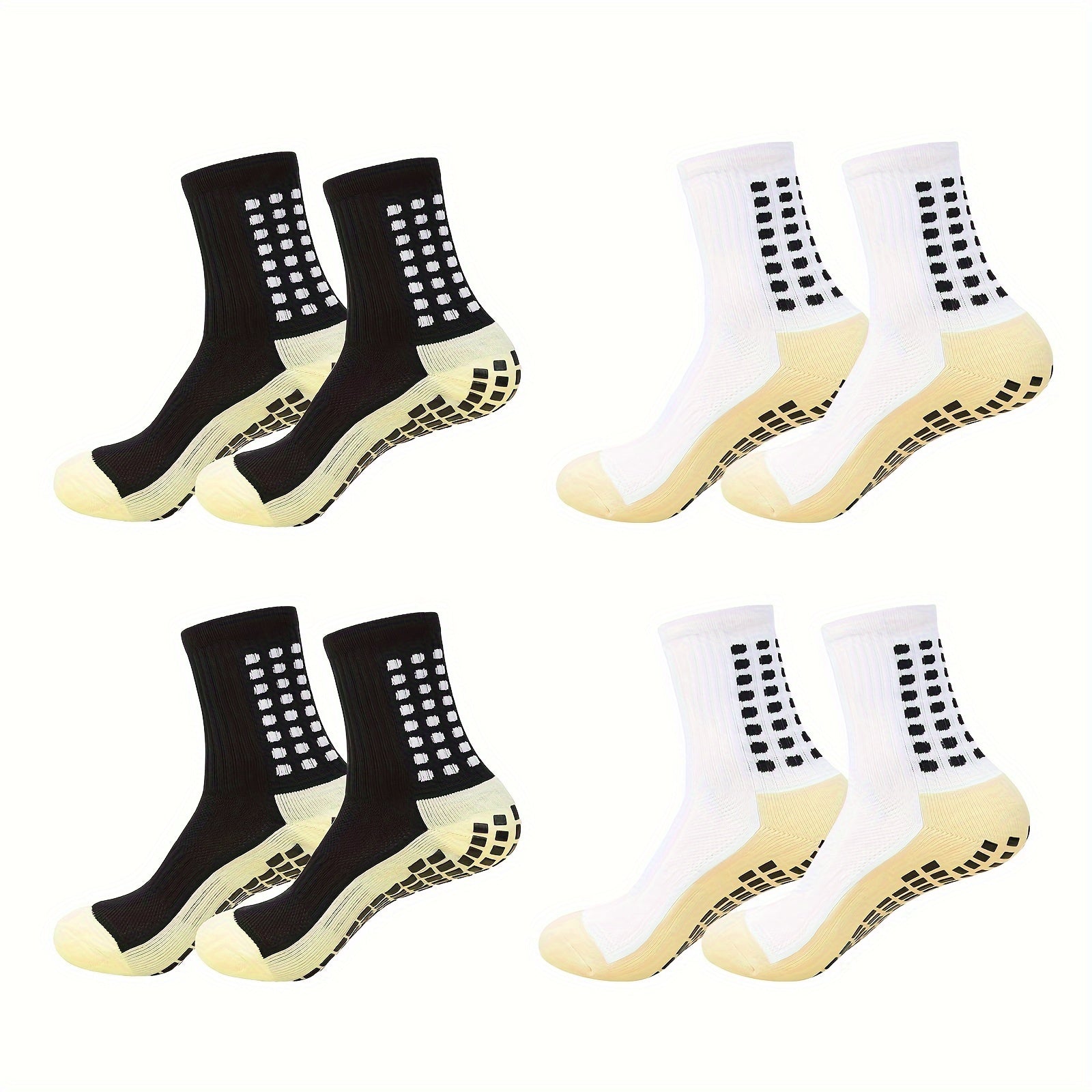 4 Pairs Men's Sports Grip Socks with Grip Pads