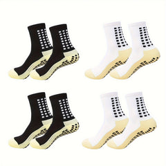 4 Pairs Men's Sports Grip Socks with Grip Pads
