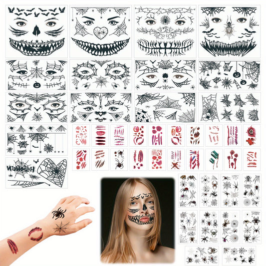 Halloween Masquerade Party Tattoo Stickers - 44 Pieces