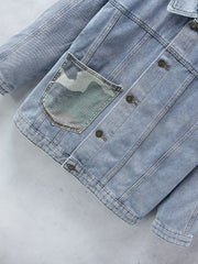 Boys Denim Jacket Camo Pocket Lapel Coat