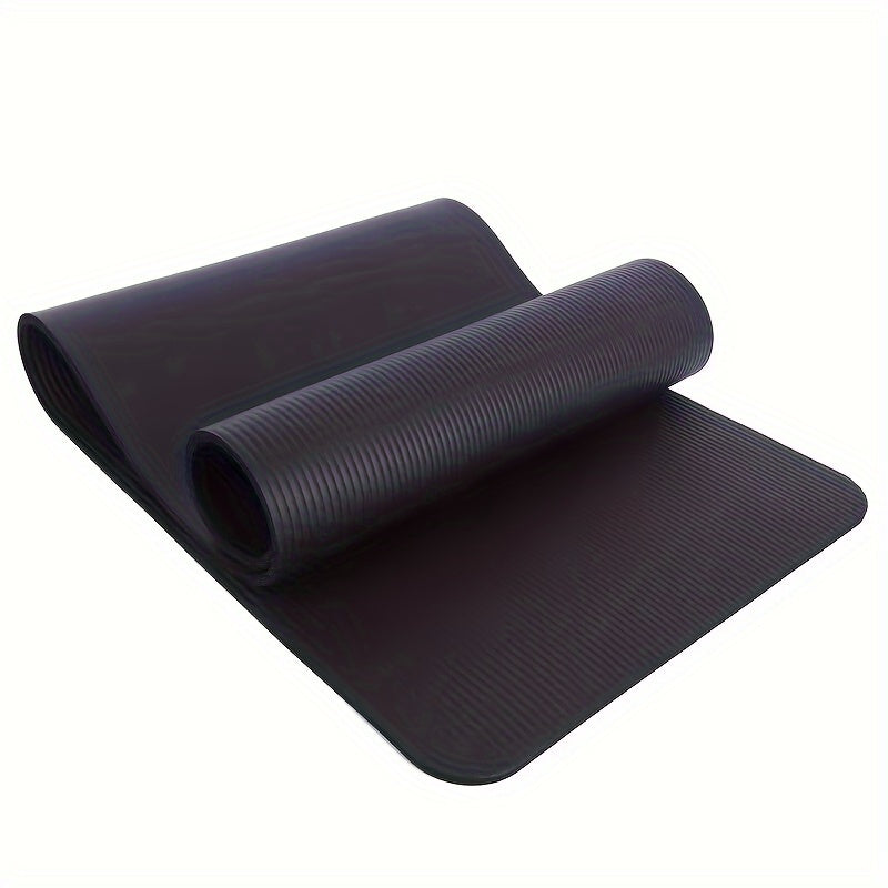 Solid Striped Yoga Mat Non Slip Thicken Fitness Mat With Carrying Strap