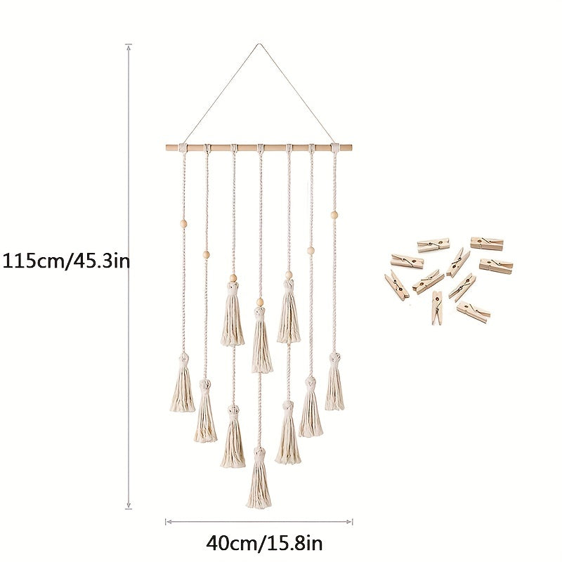 Photo Display Lace Wall Hanging With 10 Wooden Clips