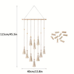 Photo Display Lace Wall Hanging With 10 Wooden Clips