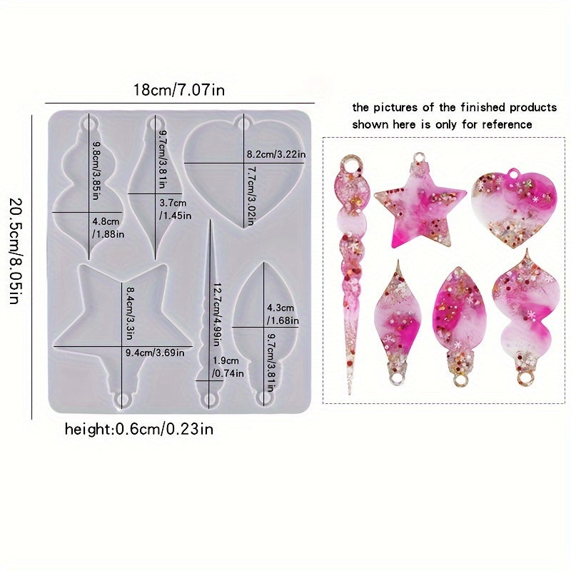 12Pcs Christmas Resin Ornament Molds Set - Xmas Pendant Silicone Mold