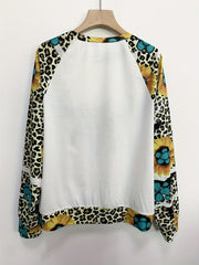 Horse & Letter Pattern Pullover Sweatshirt for Women