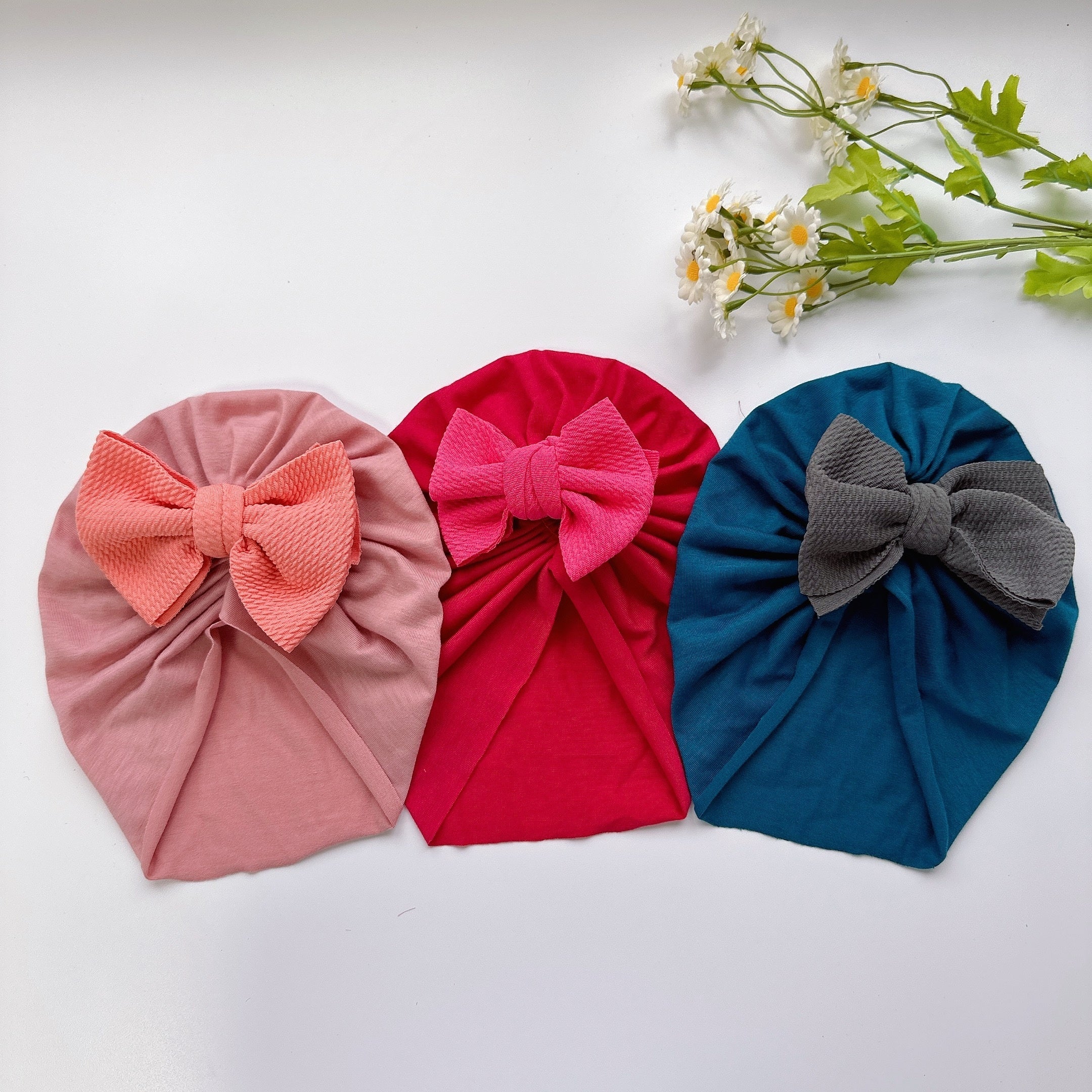 Baby Girls Twill Bubble Bownot Decor Turban Soft Hair Wrap Head Accessories