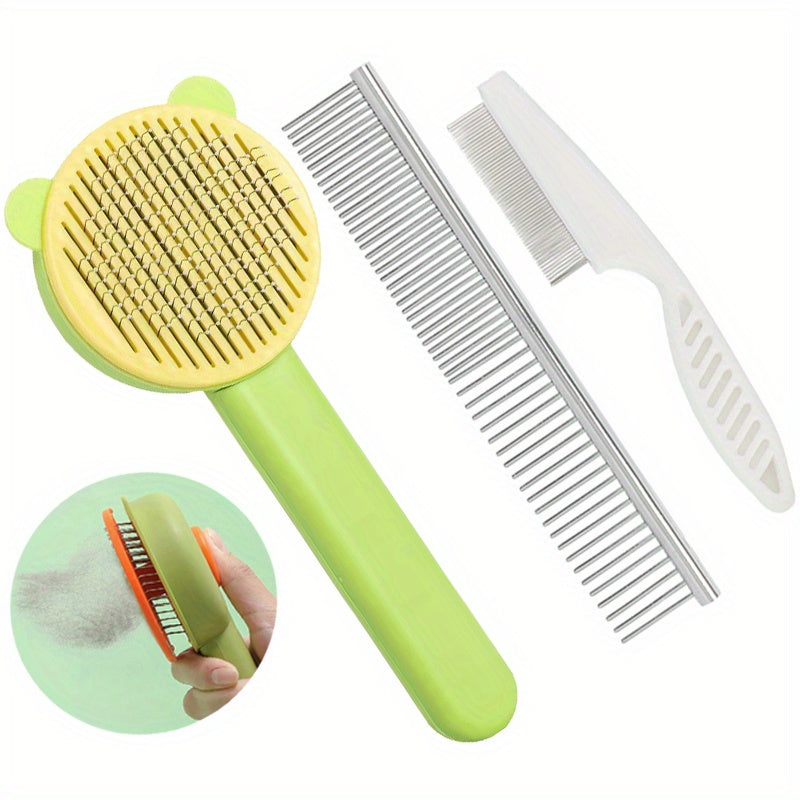 3 Pack Cat Grooming Kit Slicker Brush & Comb for Small & Large Breeds