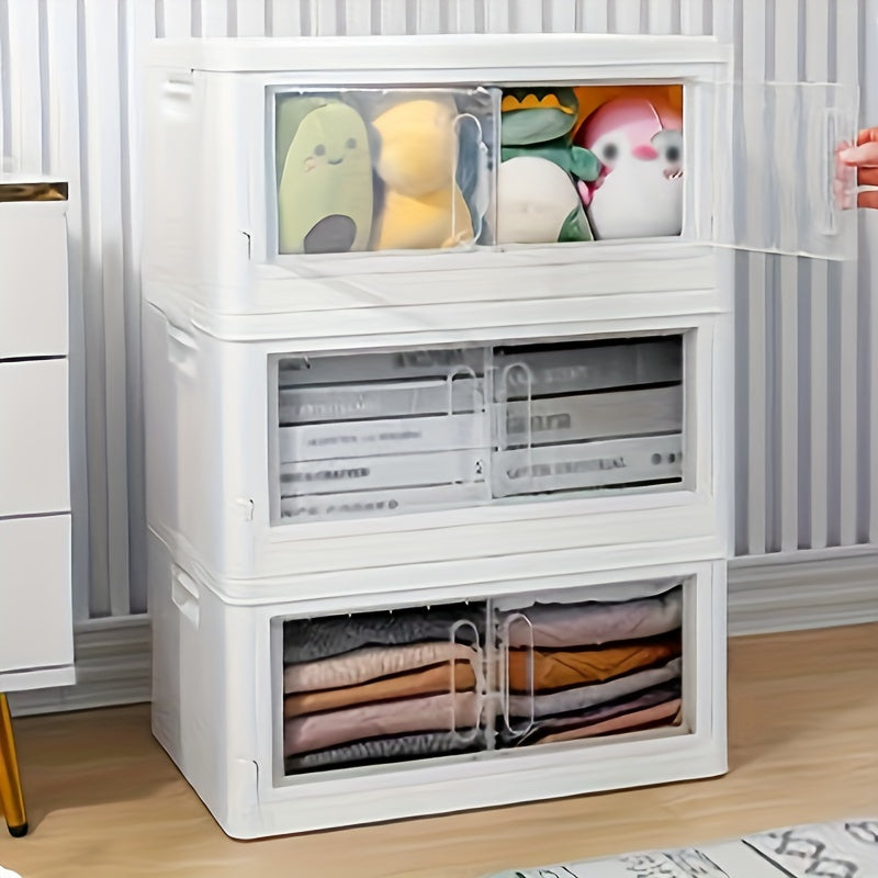 Stackable Storage Box Wheels Doors Plastic Containers Room Decor Home