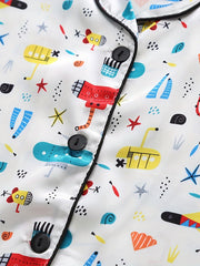 Boys Submarine Pajamas Set Short Sleeves Tops & Bottoms