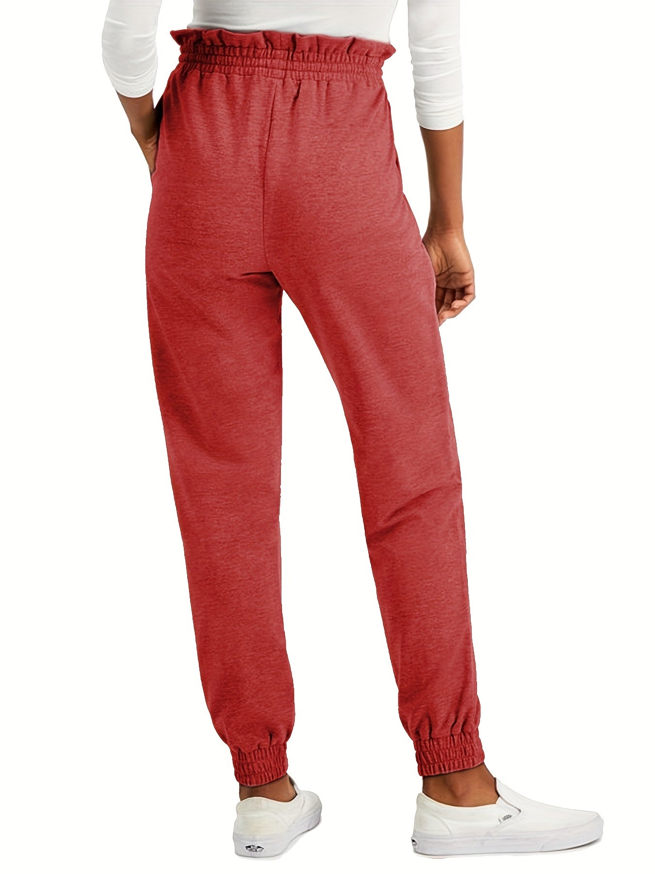 Solid Lace Up Jogging Pants Women's Fitness Yoga Running Pants