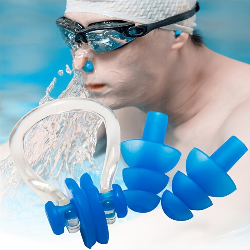 Waterproof Swimming Nose Clip & Earplugs Set Soft Silicone Unisex Diving