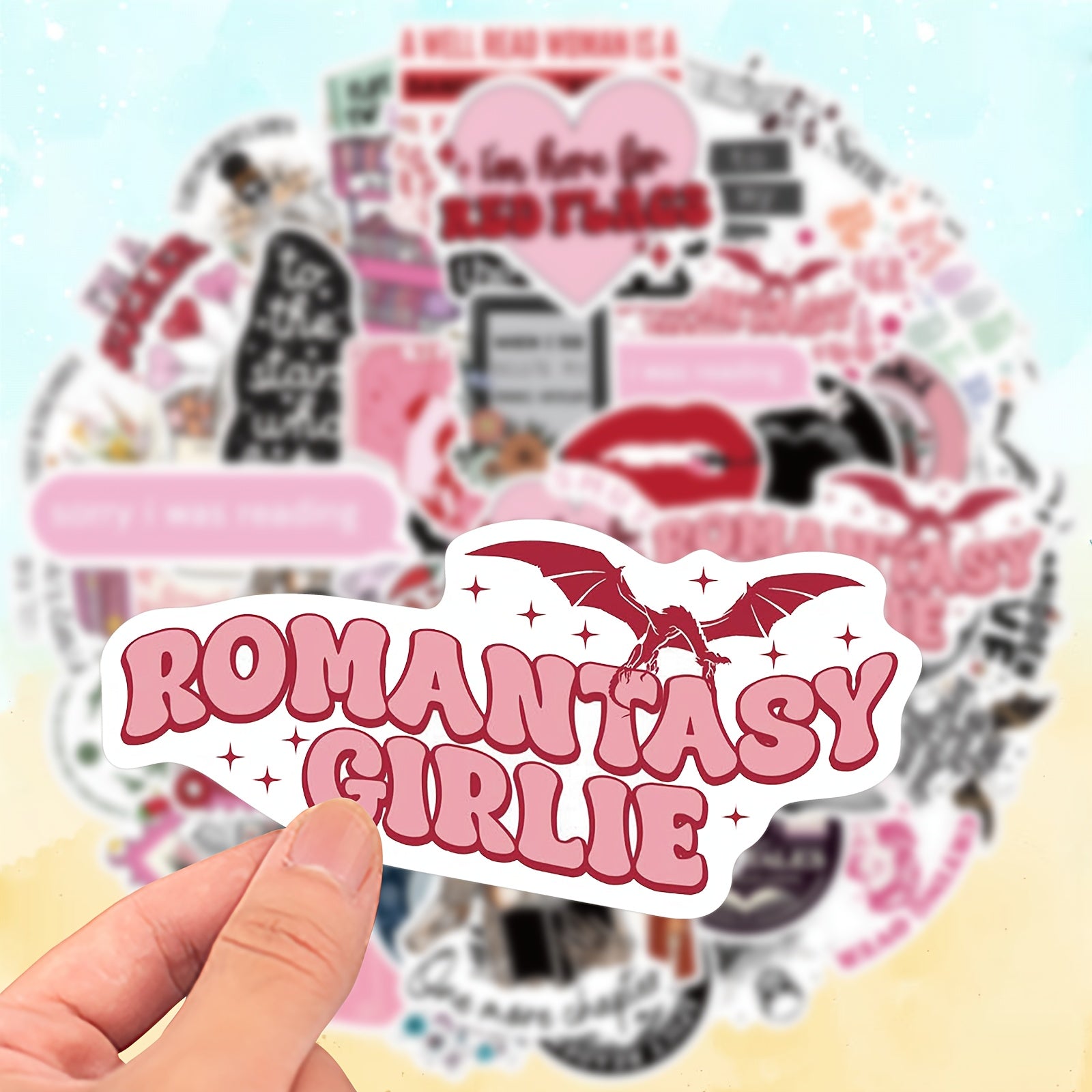 50pcs Romantic Stickers for Laptops Guitars & More Heart Flower & Star Design