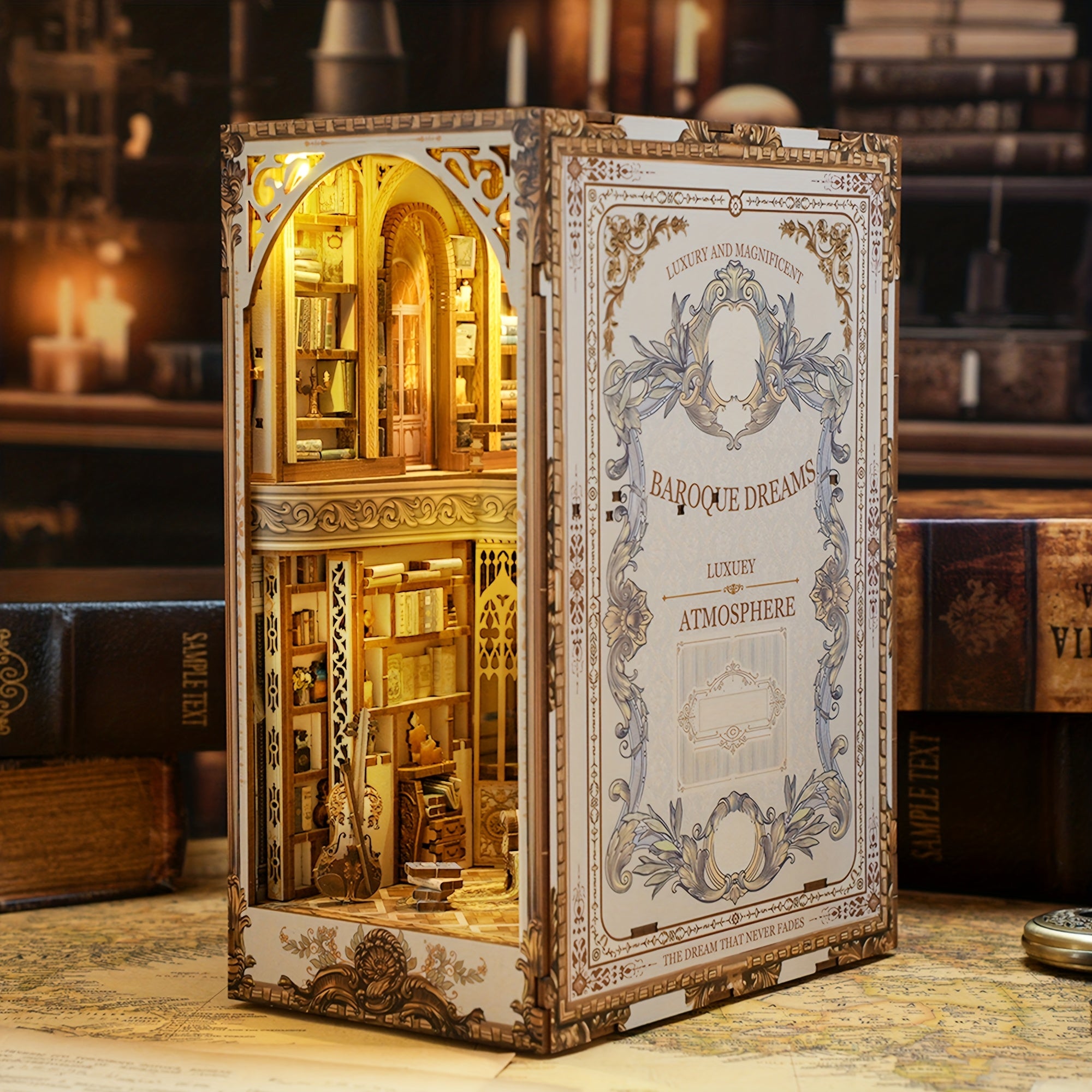 3D Puzzle DIY Book Corner Kit Dollhouse Bookshelf Insert Craft Project