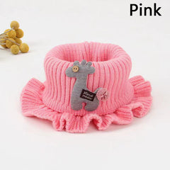 Girls Knitted Ruffled Scarf With Giraffe Patch Winter Neck Protector