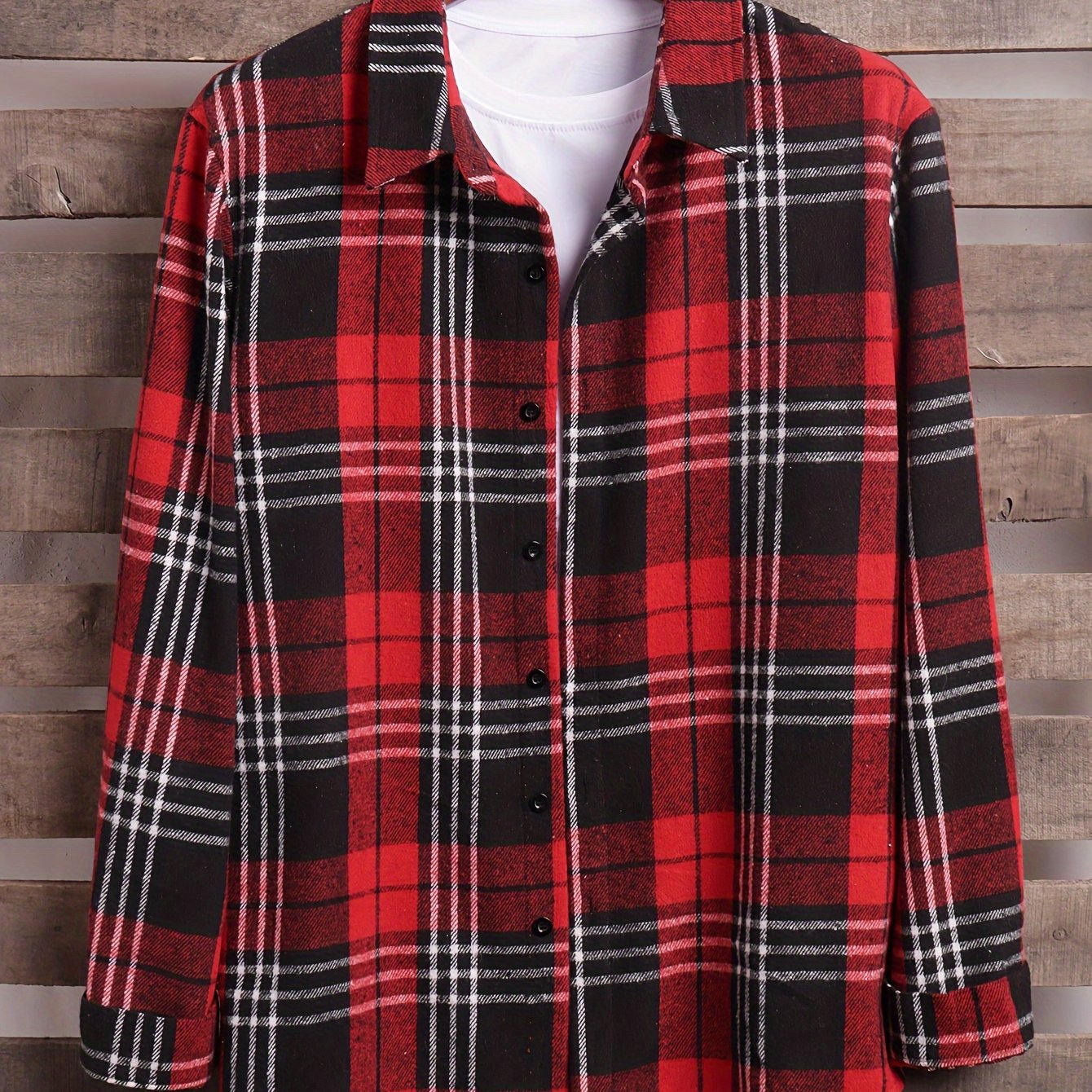 Men's Plaid Long Sleeve Shirt for Spring Autumn