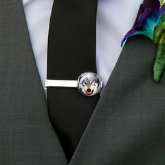1pc Wolf Head Tie Clip Silver Metal Necktie Clip Suit Accessories Gift