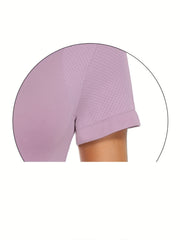 Seamless Breathable Sports Tee Round Neck Yoga Top Women's Activewear