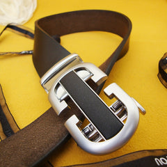 Men's Automatic Buckle Belt PU Leather Business Suit Waist Strap