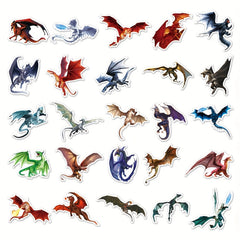 50pcs Dragon Stickers DIY Toys Wall Laptop Phone Waterproof Stickers