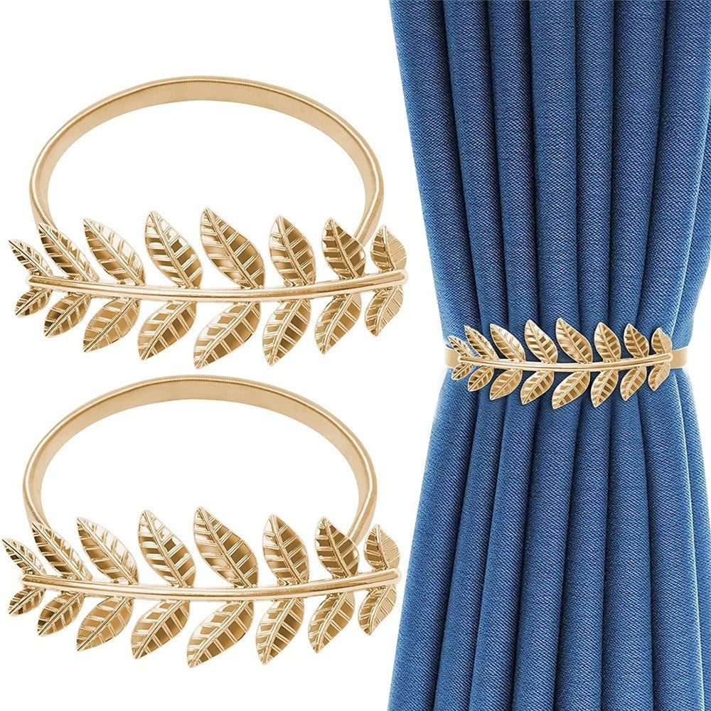 Nordic Leaf Curtain Buckle Metal Decoration Spring Strap
