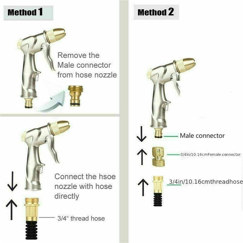 High Pressure Water Spray Gun Brass Nozzle Garden Hose Pipe Lawn Car Wash