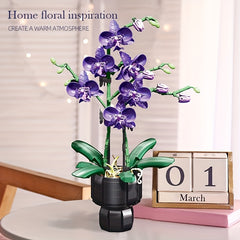 QIGU Building Blocks Bouquet Purple Orchid Floral Arrangement