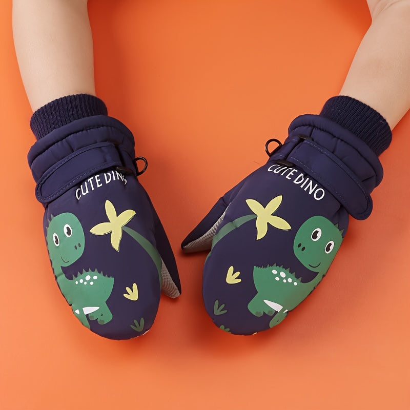 Cartoon Skiing Gloves for Boys & Girls, Windproof & Waterproof