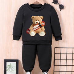Skateboard & Bear Graphic Baby Sweatshirt Trousers Set