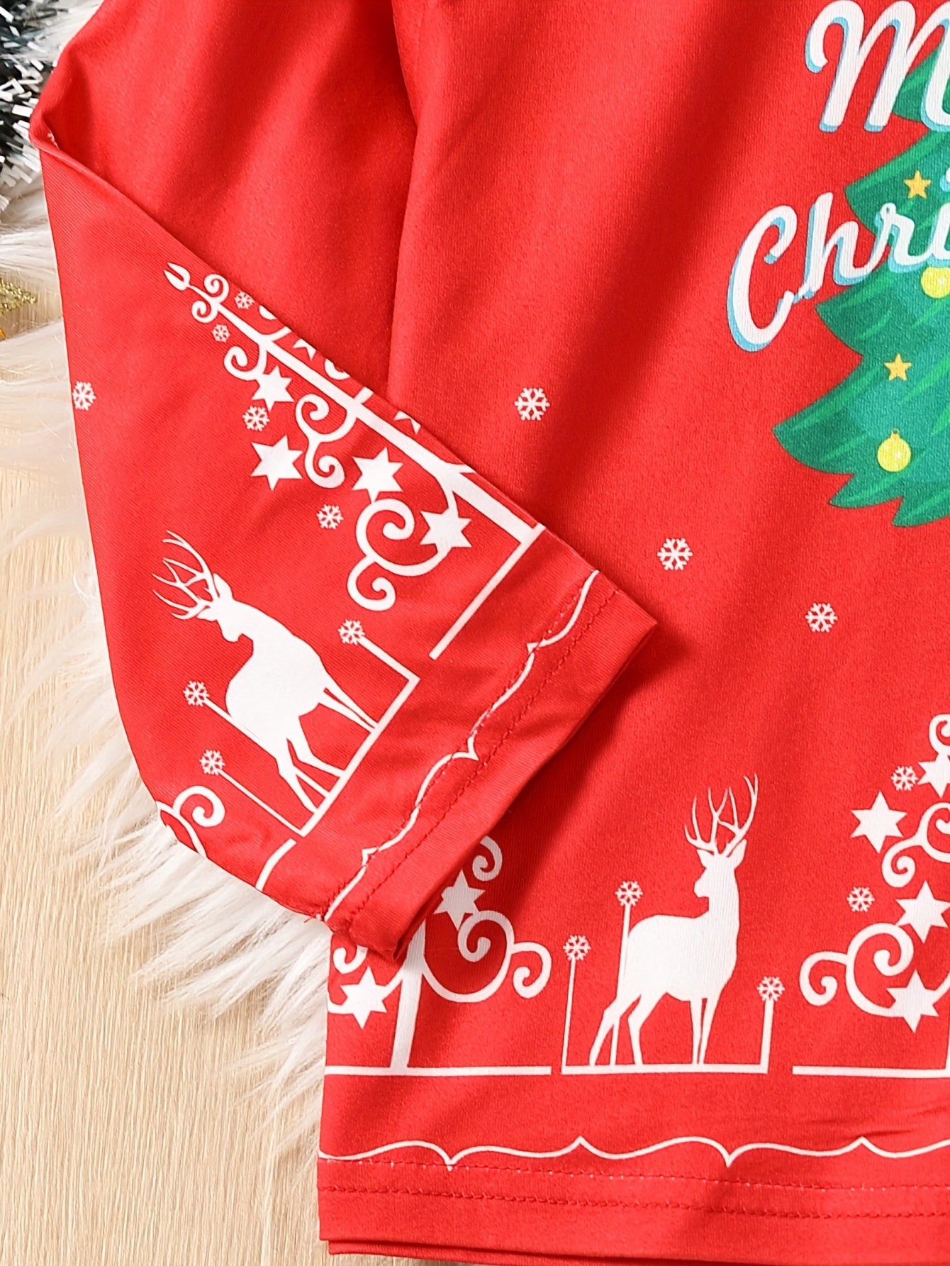 Christmas Print Top & Pants Set Cozy PJ Loungewear