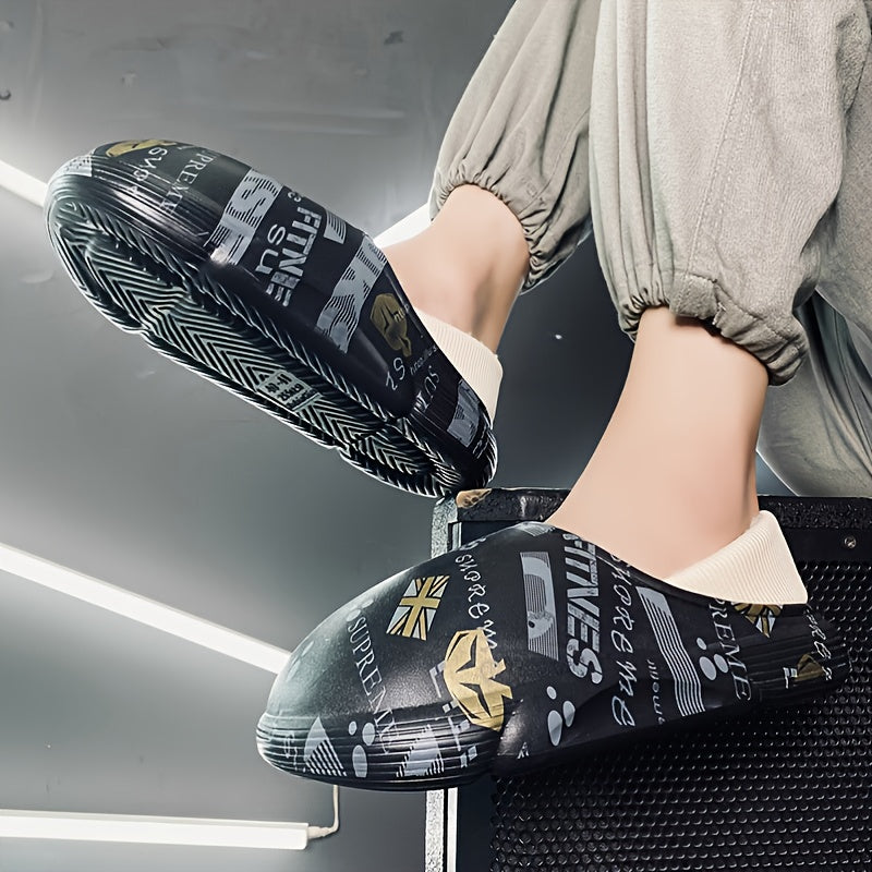 Men's Winter Letter Graphic Plush Slippers