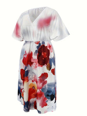 Tie Dye Floral Print Maxi Dress