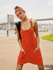 Spaghetti Scoop Neck Romper Casual Solid Sleeveless Romper