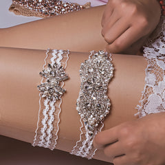 Bridal Sock Strap Rhinestone Applique Wedding Garter
