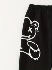 Boy's Bear Print Stretch Pants for Spring and Fall