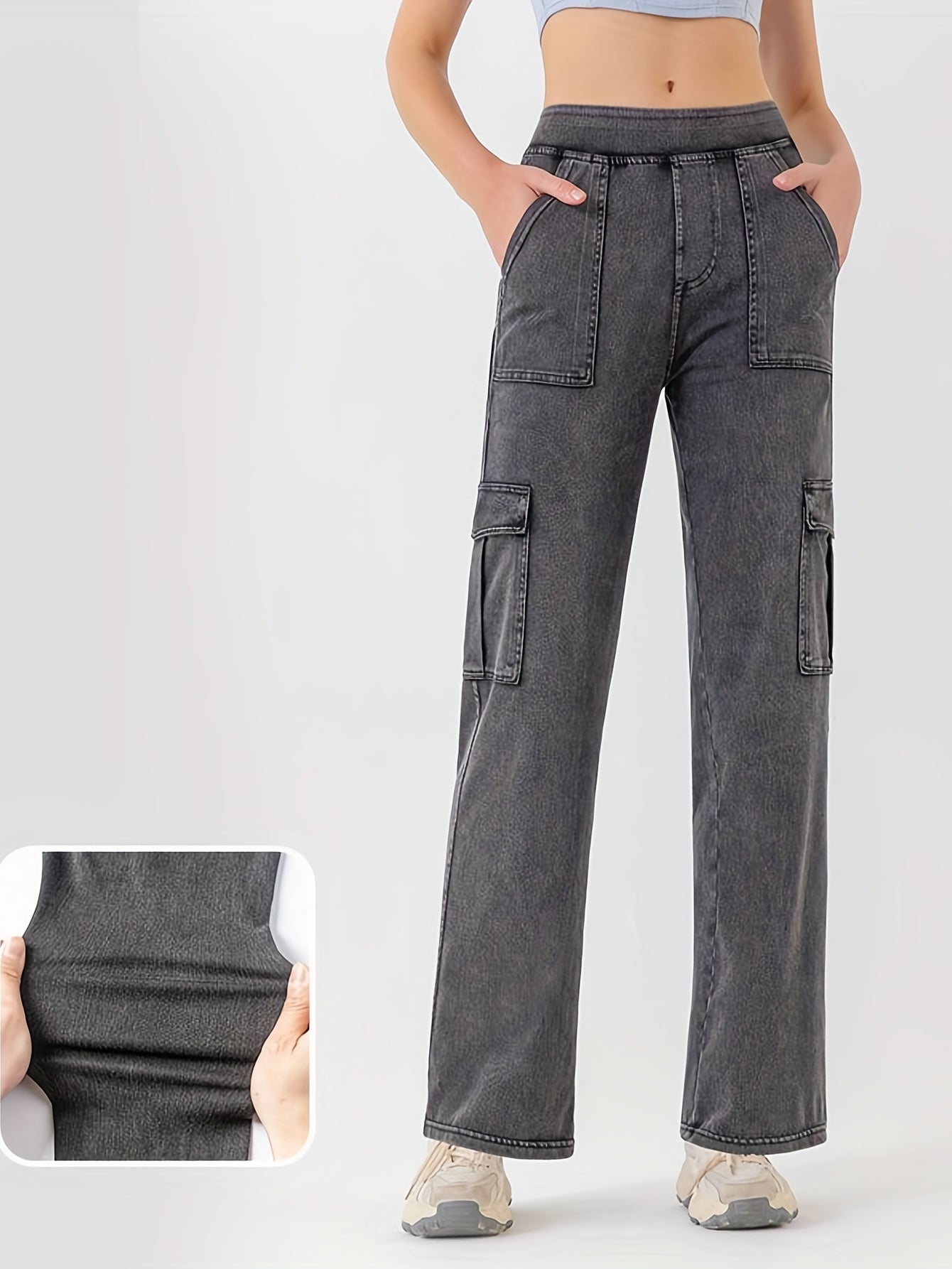 Cargo Pants Loose Fit Wide Legs Casual Jeans